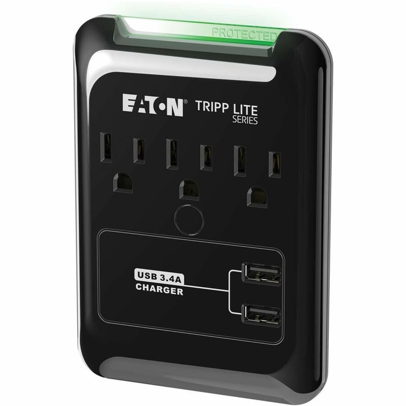 Tripp Lite by Eaton Protect It! 3-Outlet Surge Protector Direct Plug-In 540 Joules 3.4 A USB Charger Diagnostic LED - Thumbnail 3