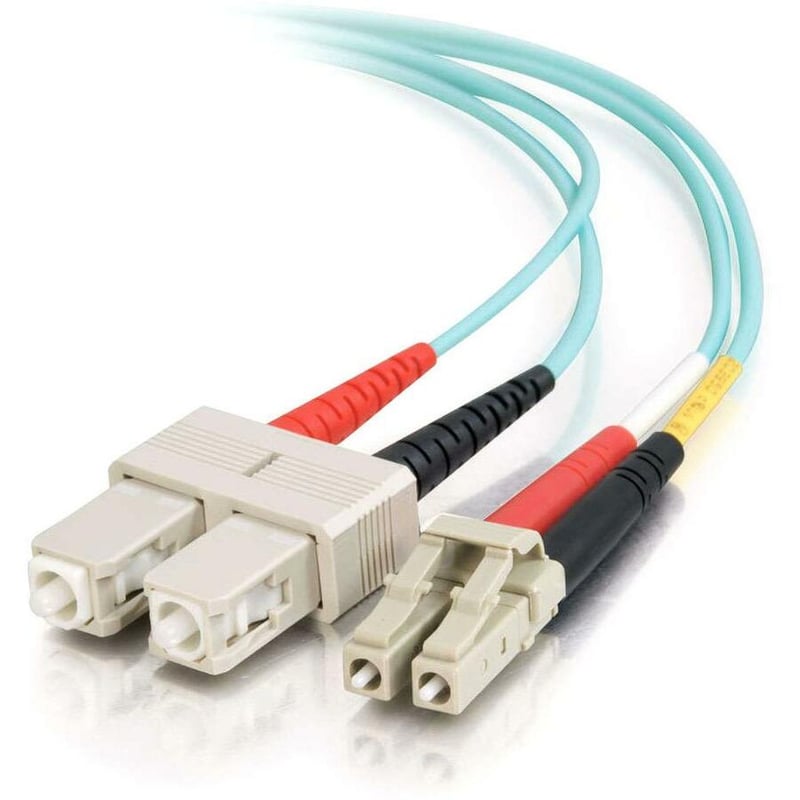 C2G-1m LC-SC 10Gb 50/125 OM3 Duplex Multimode Fiber Optic Cable (Plenum-Rated) - Aqua - Thumbnail 1