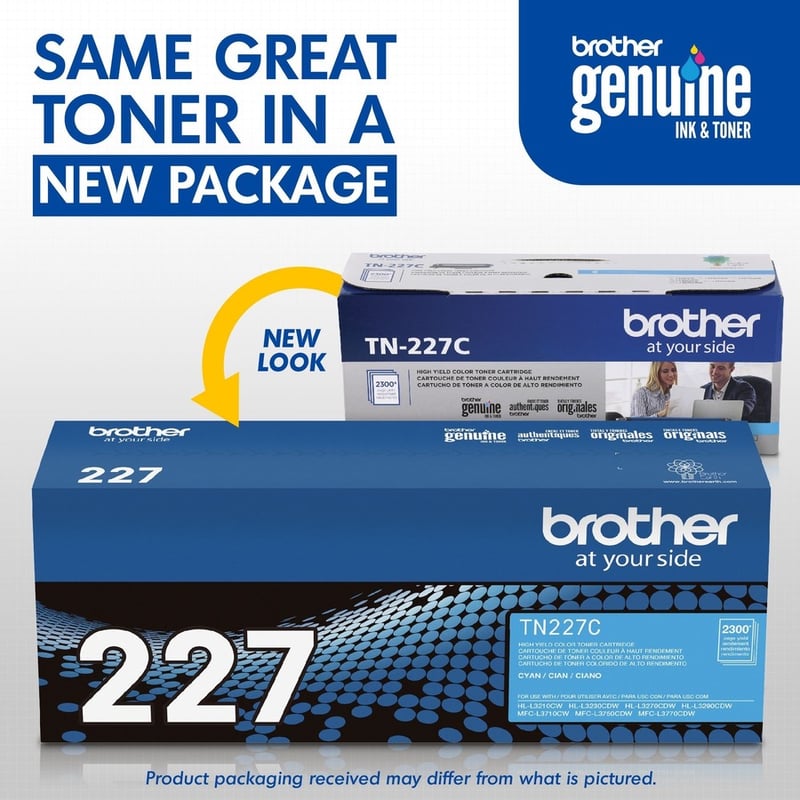 Brother Genuine TN-227C High Yield Cyan Toner Cartridge - Thumbnail 3