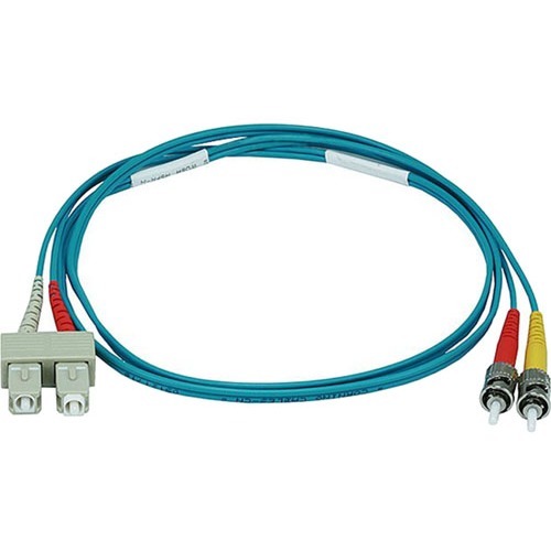 Monoprice 10Gb Fiber Optic Cable, ST/SC, Multi Mode, Duplex - 1 Meter (50/125 Type) - Aqua - Thumbnail 1