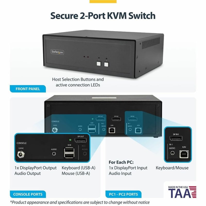 SECURE 2-PORT DISPLAYPORT KVM NIAP 4.0 MADE IN THE USA - Thumbnail 2