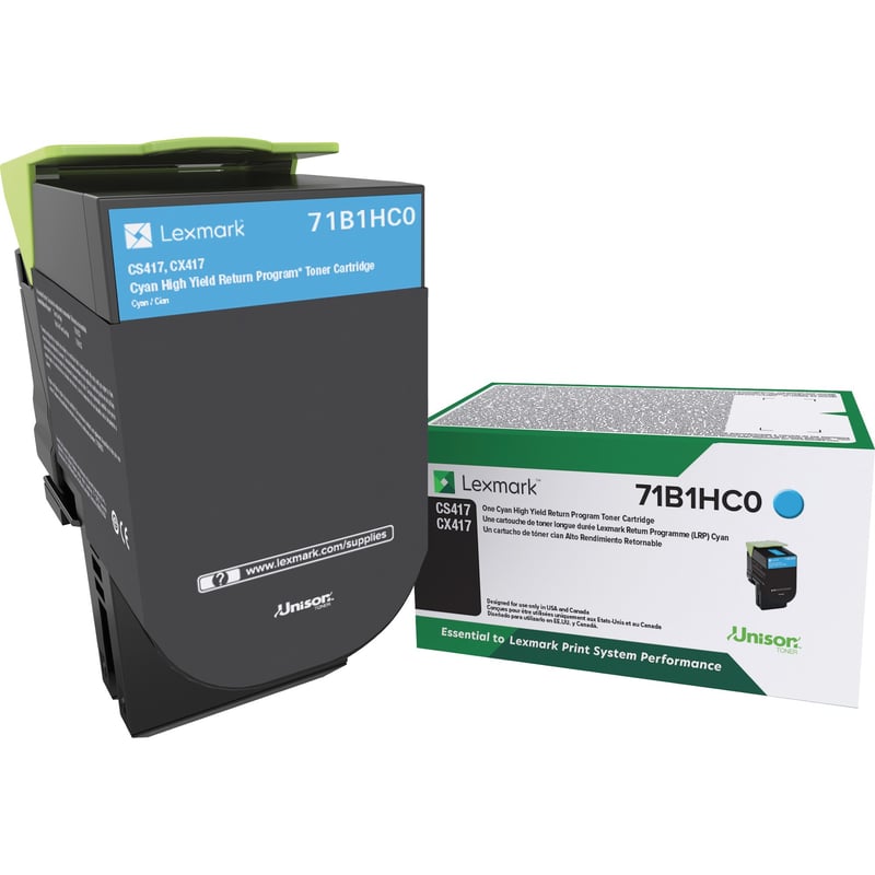 Lexmark Original High Yield Laser Toner Cartridge - Cyan - 1 Each - Thumbnail 1