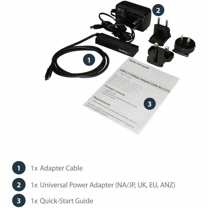StarTech.com USB C to SATA Adapter Cable for 2.5"/3.5" SSD/HDD Drives - USB 3.1 (10Gbps) Hard Drive Adapter Cable - SATA USB adapter - Thumbnail 3
