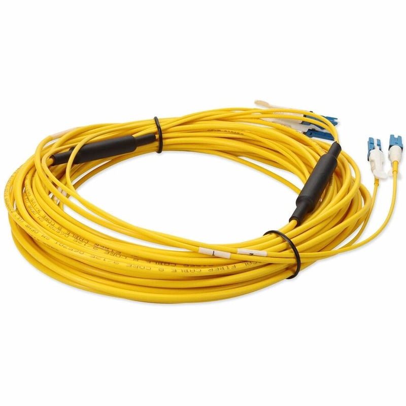 AddOn 20m 2xCS to 2xCS Yellow OS2 Quadplex OFNR (Riser-Rated) SMF Fiber Outdoor Patch Cable - Thumbnail 5