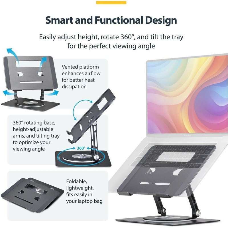 LAPTOP STAND/RISER FOR DESK COMPUTER STAND W/360 SWIVEL BASE - Thumbnail 4