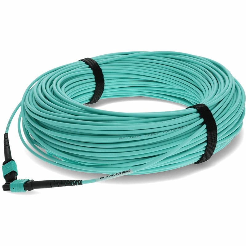 AddOn 80m MPO/UPC to MPO/UPC Aqua OM4 OFNR (Riser-Rated) 12-Strand Fiber Patch Cable - Thumbnail 1