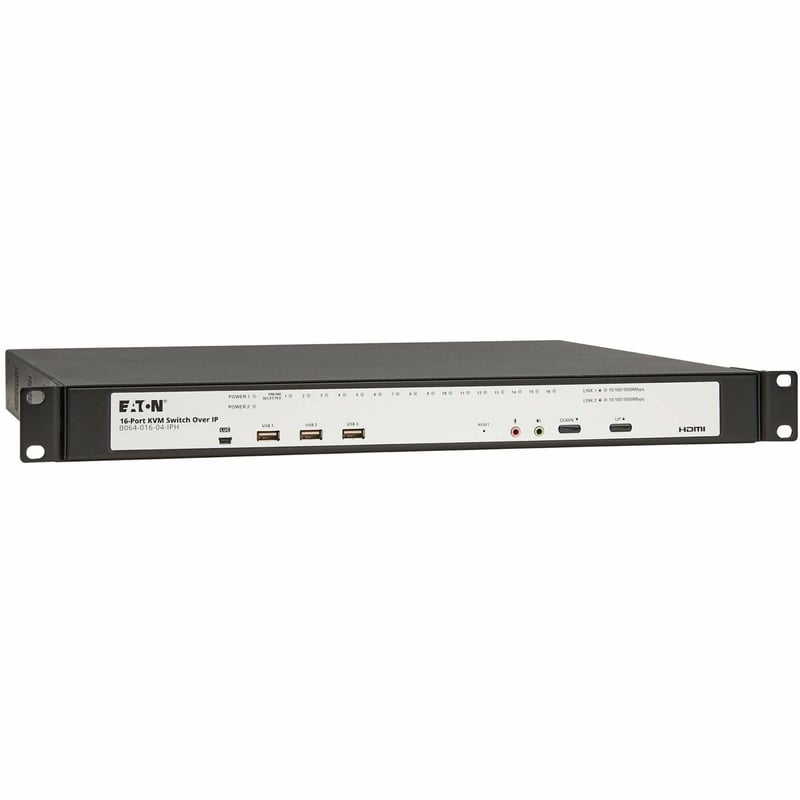 Eaton 16-Port Cat5e KVM over IP Switch - Virtual Media, 4 Users (Remote + 1 Local Port), HDMI Output, 1U Rack-Mount, TAA - Thumbnail 1