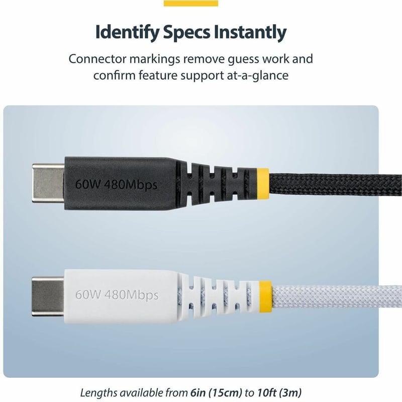 5-PACK USB-C CHARGING CABLE 60W PD/RUGGED USB 2.0 CHARGER CORD - Thumbnail 5