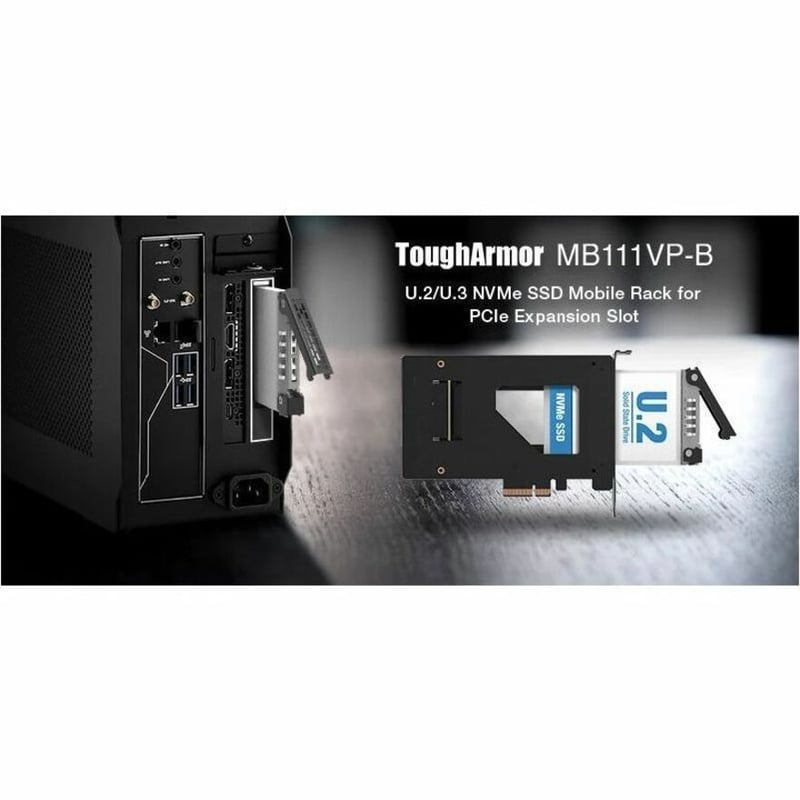 Icy Dock CP115 Drive Enclosure U.2, PCI Express NVMe 4.0 x4 - PCI Express 4.0 x4 Host Interface Internal - Black - Thumbnail 3