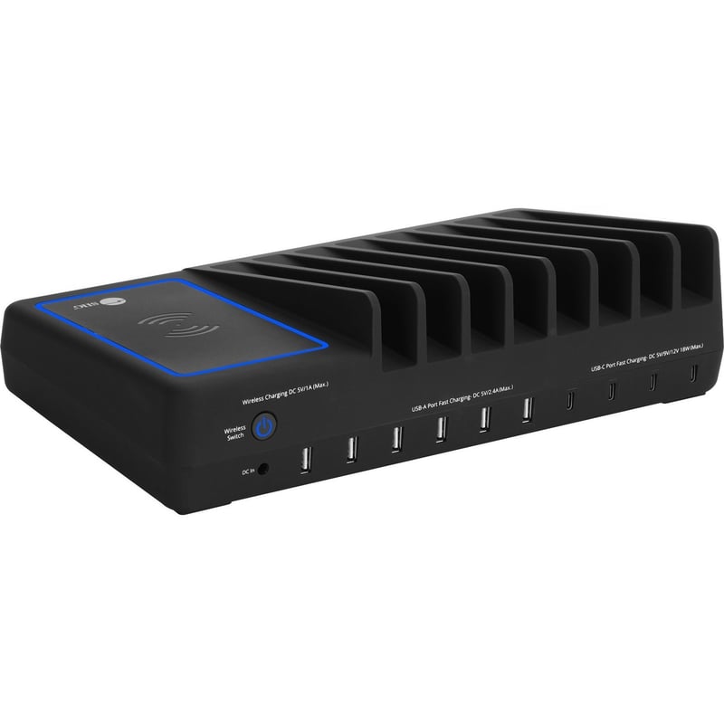 SIIG 10-Port USB-A/C & Wireless Charging Station - 150W - Thumbnail 1
