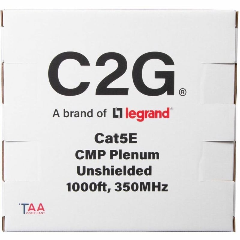 C2G 1000ft (304.8m) TAA-Compliant Cat5e Unshielded (UTP) Ethernet Cable with Solid Conductors-Plenum CMP-Rated - Blue - Thumbnail 4