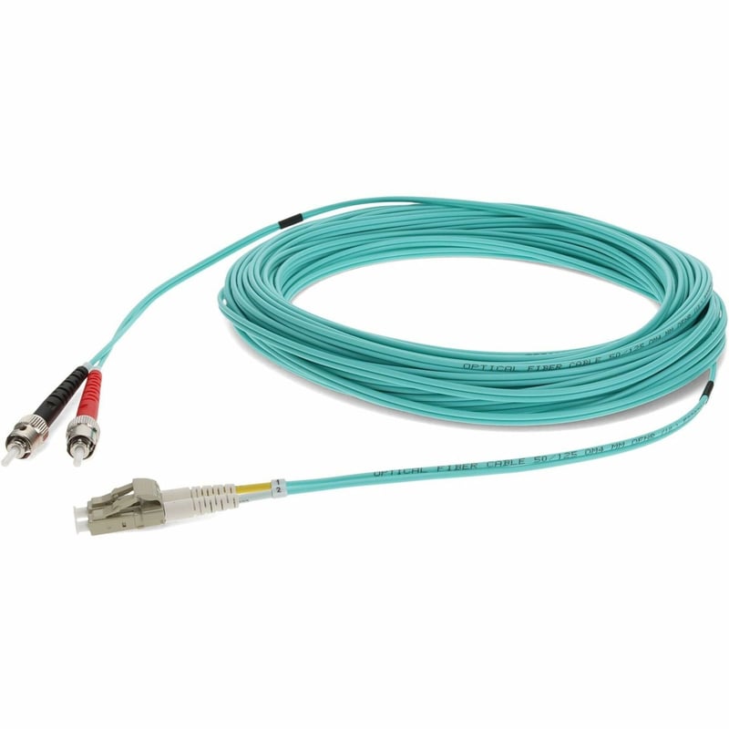 AddOn 15m LC (Male) to ST (Male) Aqua OM3 Duplex Fiber OFNR (Riser-Rated) Patch Cable - Thumbnail 1