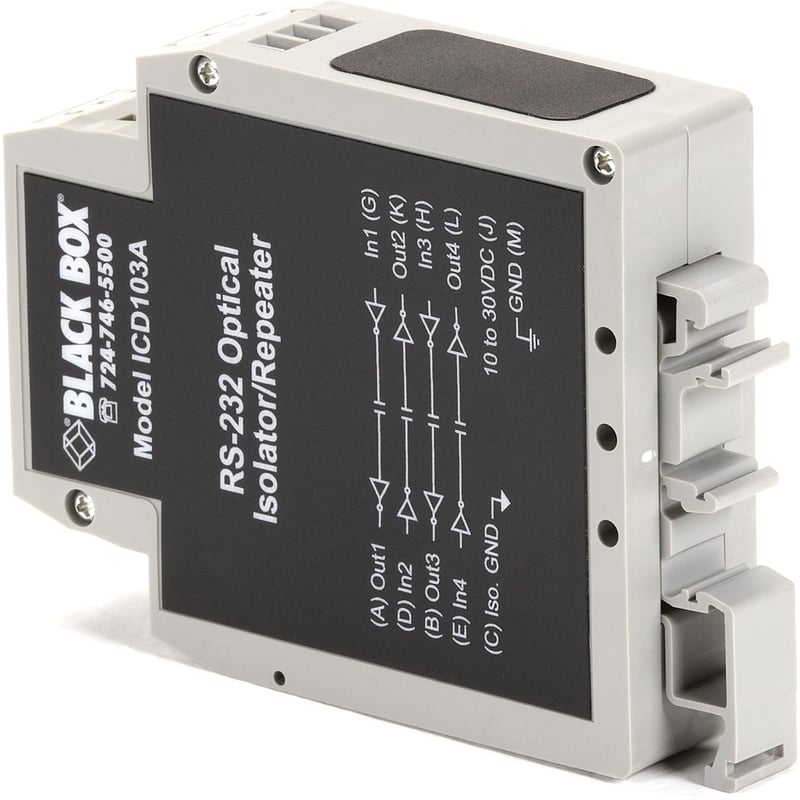 Black Box DIN Rail Repeater with Opto-Isolation, RS-232 - Thumbnail 2