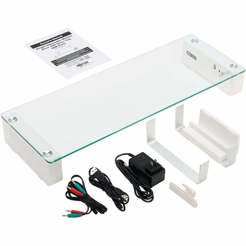 Tripp Lite by Eaton Monitor Riser for Desk - Height Adjustable, Glass Top, USB and Audio Ports - Thumbnail 5