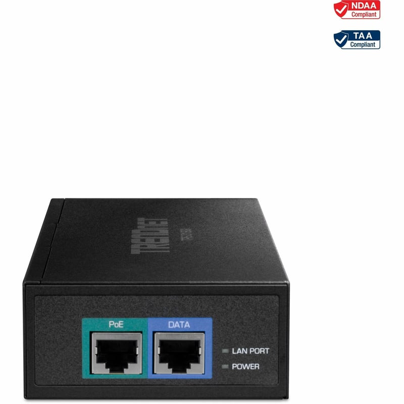 TRENDnet 10G PoE++ Injector, Supplies PoE (15.4W), PoE+ (30W), or PoE++ (90W), Converts a Non-PoE Port To A PoE ++ 10G port, Metal Housing, Black, TPE-319GI - Thumbnail 1
