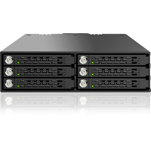 Icy Dock ToughArmor MB996SK-6SB Drive Enclosure for 5.25" - Serial ATA/600 Host Interface Internal - Black - Thumbnail 2