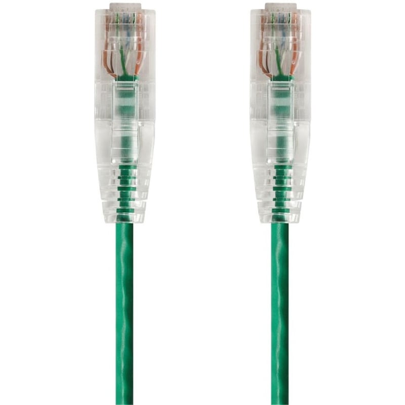 Monoprice SlimRun Cat6 28AWG UTP Ethernet Network Cable, 0.5ft Green - Thumbnail 1