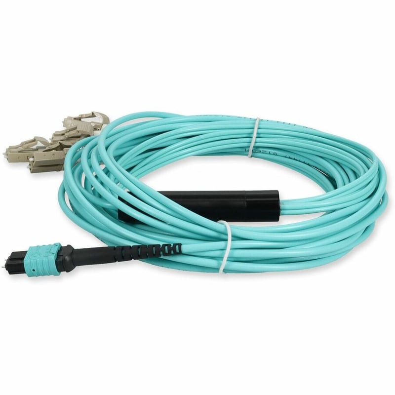 AddOn 10m MPO/UPC (Male) to 4xLC Duplex (8xLC)/UPC Aqua OM4 OFNR (Riser-Rated) 8-Strand Fiber Fanout Cable - Thumbnail 2