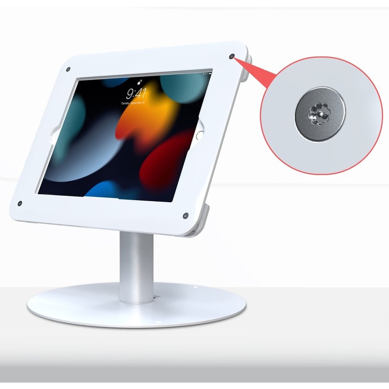 CTA Digital Rotating Desk Mount with Acrylic Security VESA Enclosure for iPad 10.2 Series, iPad Air3 and iPad Pro 10.5 (White) - Thumbnail 3