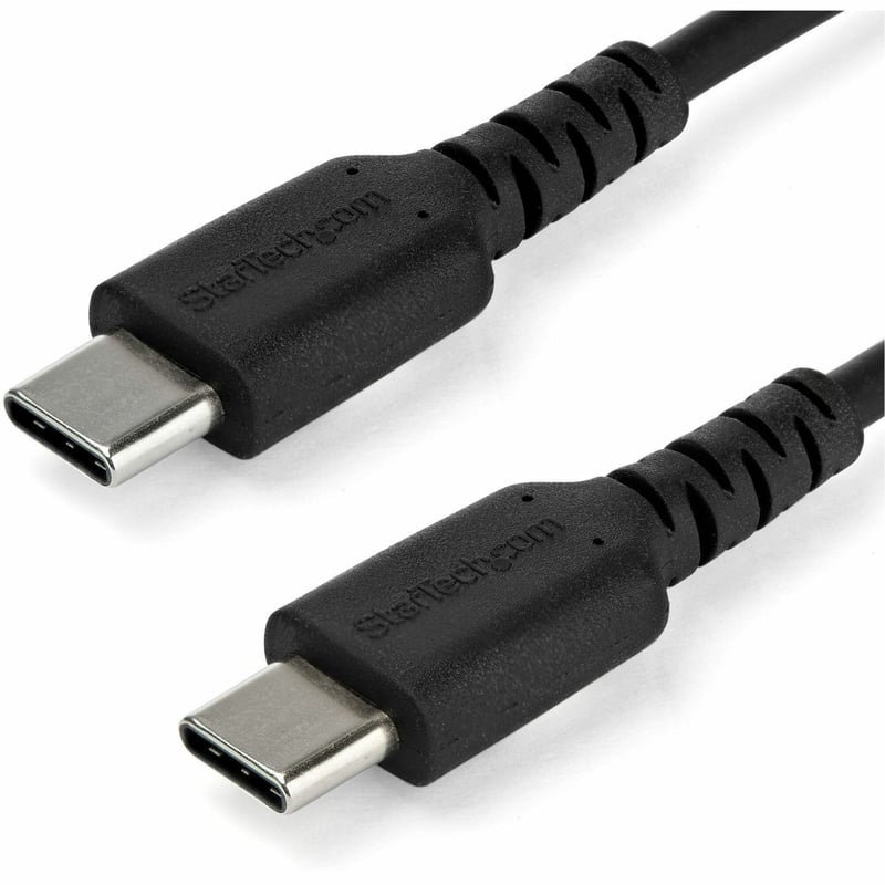 StarTech.com 2m USB C Charging Cable - Durable Fast Charge & Sync USB 2.0 Type C to C Charger Cord - TPE Jacket Aramid Fiber M/M 60W Black - Thumbnail 1
