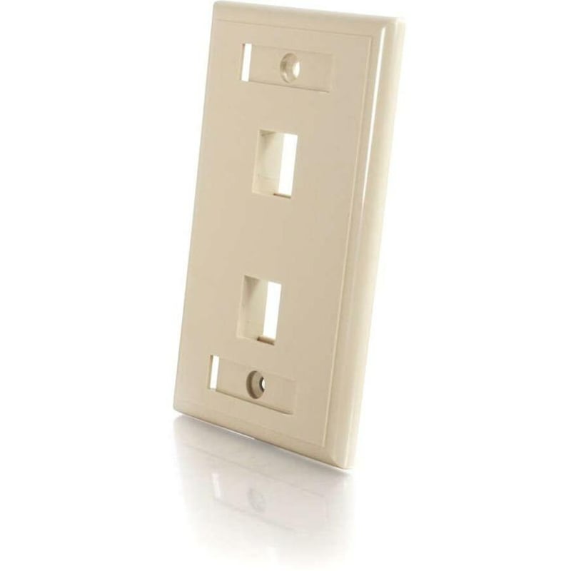 C2G 2-Port Single Gang Multimedia Keystone Wall Plate - Ivory - Thumbnail 1