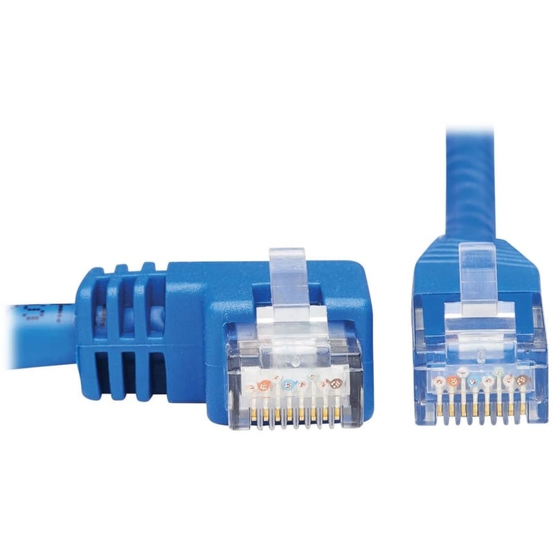 Eaton Tripp Lite Series Left-Angle Cat6 Gigabit Molded UTP Ethernet Cable (RJ45 Left-Angle M to RJ45 M), Blue, 15 ft. (4.57 m) - Thumbnail 2