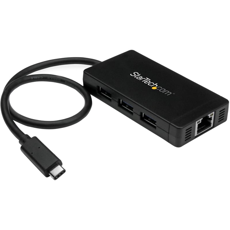 StarTech.com USB-C to Ethernet Adapter " Gigabit " 3 Port USB C to USB Hub and Power Adapter " Thunderbolt 3 Compatible - Thumbnail 1