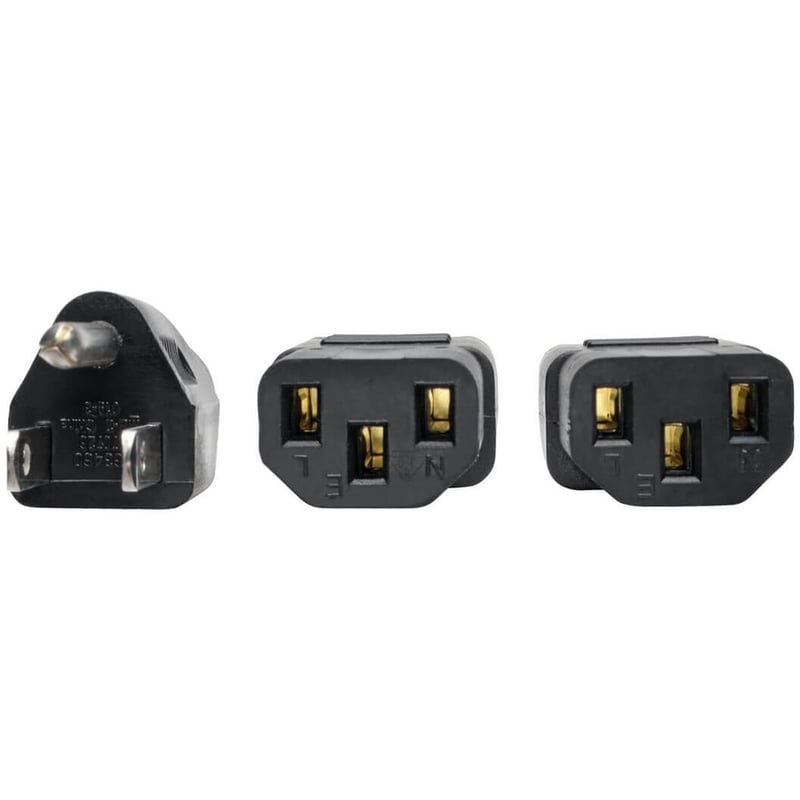 Eaton Tripp Lite Series Y Splitter Power Cable, NEMA 5-15P to 2x C13 - 10A, 125V, 18 AWG, 6 ft. (1.83 m), Black - Thumbnail 3