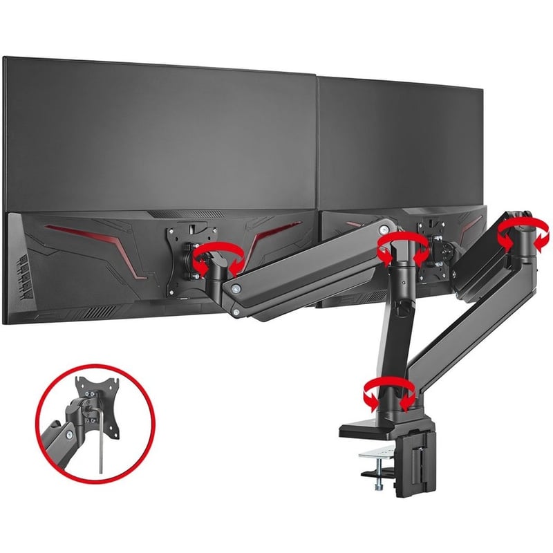 SIIG Dual Monitor Heavy-Duty Premium Aluminum Gas Spring Desk Mount - up to 43" - Thumbnail 3