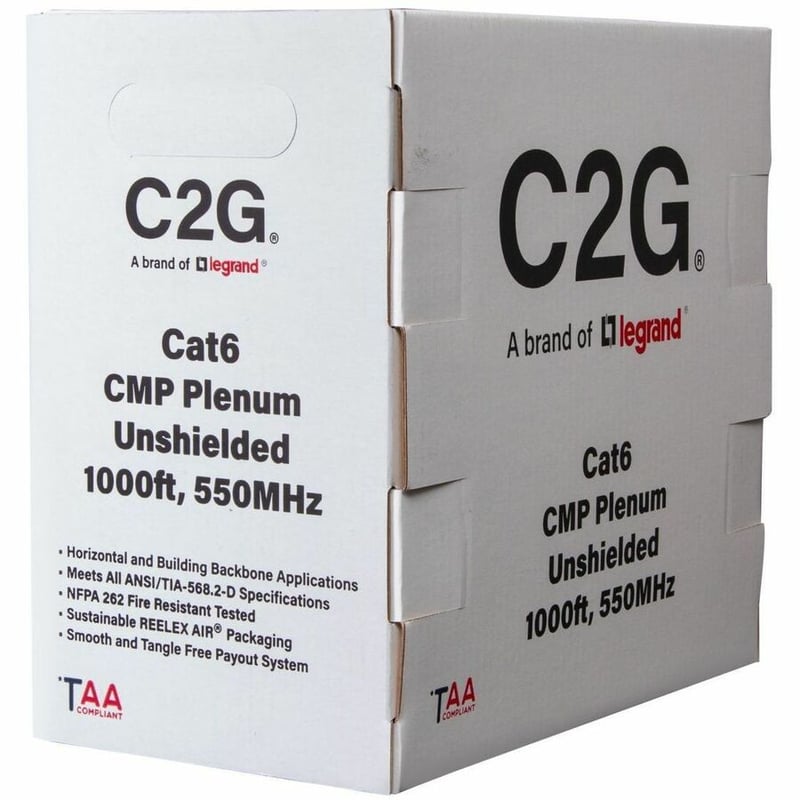 C2G BULK CAT6 UTP CMP TAA GREEN C2G 1000FT CAT6 ETHERNET CABLE CMP - Thumbnail 3