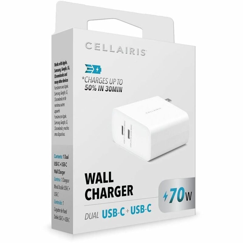 CELLAIRIS-WALL CHARGER - DUAL USB-C 70W - Thumbnail 4