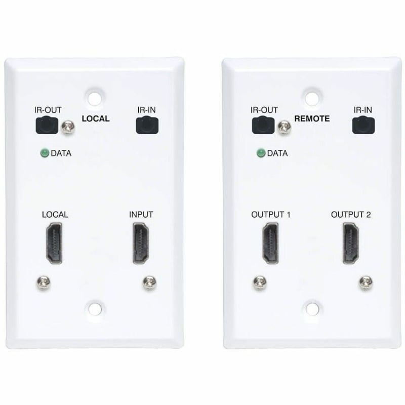 Tripp Lite by Eaton HDMI over Cat6 Extender Kit Wallplate 4K 60Hz HDR Dual Output IR PoC 230 ft. TAA - Thumbnail 1