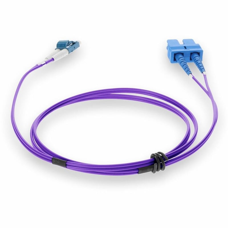 AddOn 2m SC to LC Purple OS2 Duplex OFNR (Riser-Rated) SMF Fiber Patch Cable - Thumbnail 4