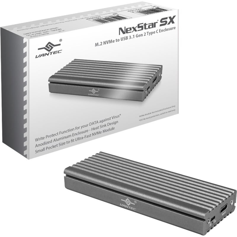 Vantec Nexstar SX NST-205C3-SG Drive Enclosure PCI Express NVMe 3.0 x4 - USB 3.1 (Gen 2) Type C Host Interface External - Thumbnail 1