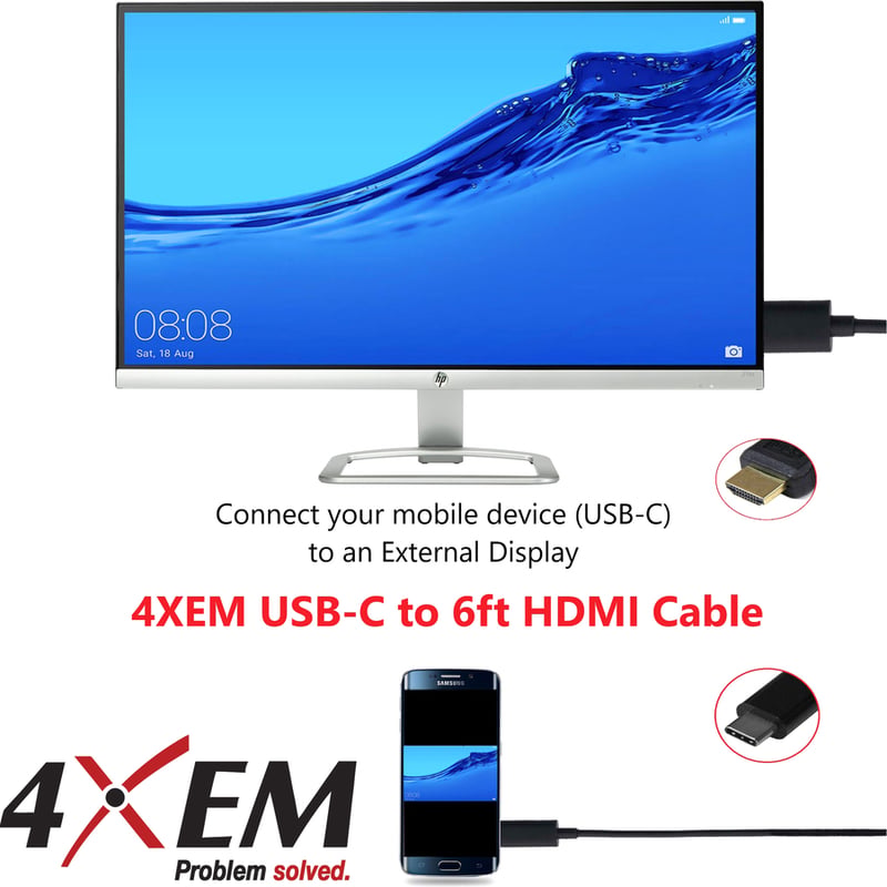 4XEM USB-C to HDMI Cable - 6FT White - Thumbnail 5