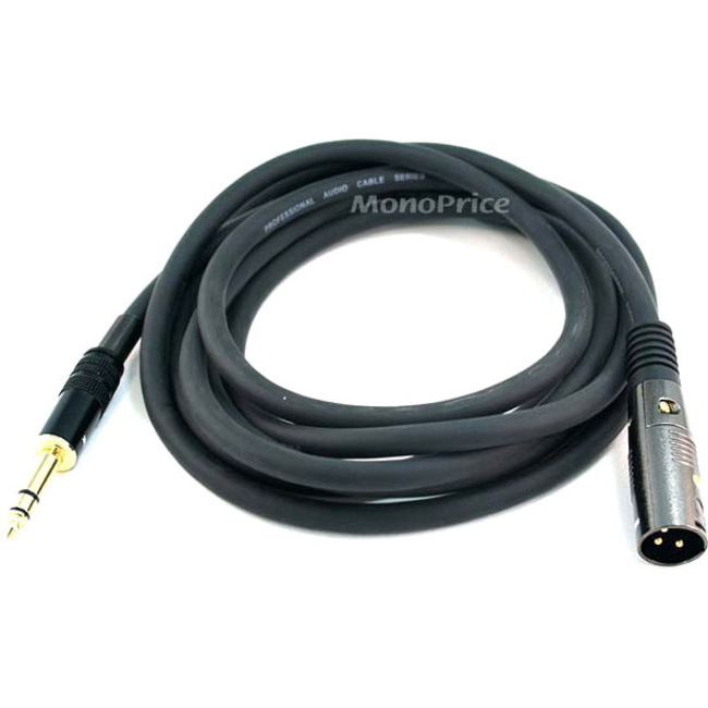 XLR M TO 1/4INCH TRS M 16AWG CABLE10FT - Thumbnail 1