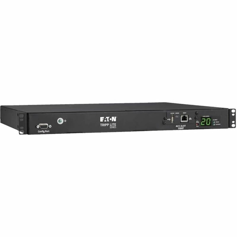 Tripp Lite by Eaton PDU 3.8kW 200-240V Single-Phase ATS/Monitored PDU - 8 C13 and 2 C19 Outlets Dual C20 Inlets 12 ft. Cords Network Card 1U TAA - Thumbnail 1