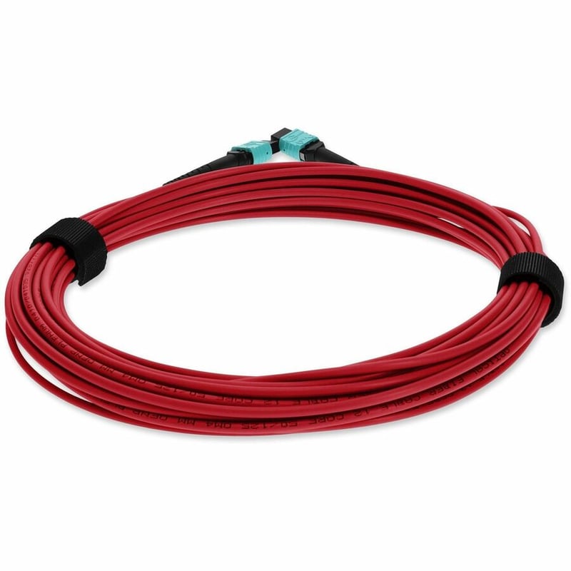 AddOn 3m MPO/UPC to MPO/UPC Red OM4 OFNP (Plenum-Rated) 12-Strand TAA Fiber Patch Cable - Thumbnail 4