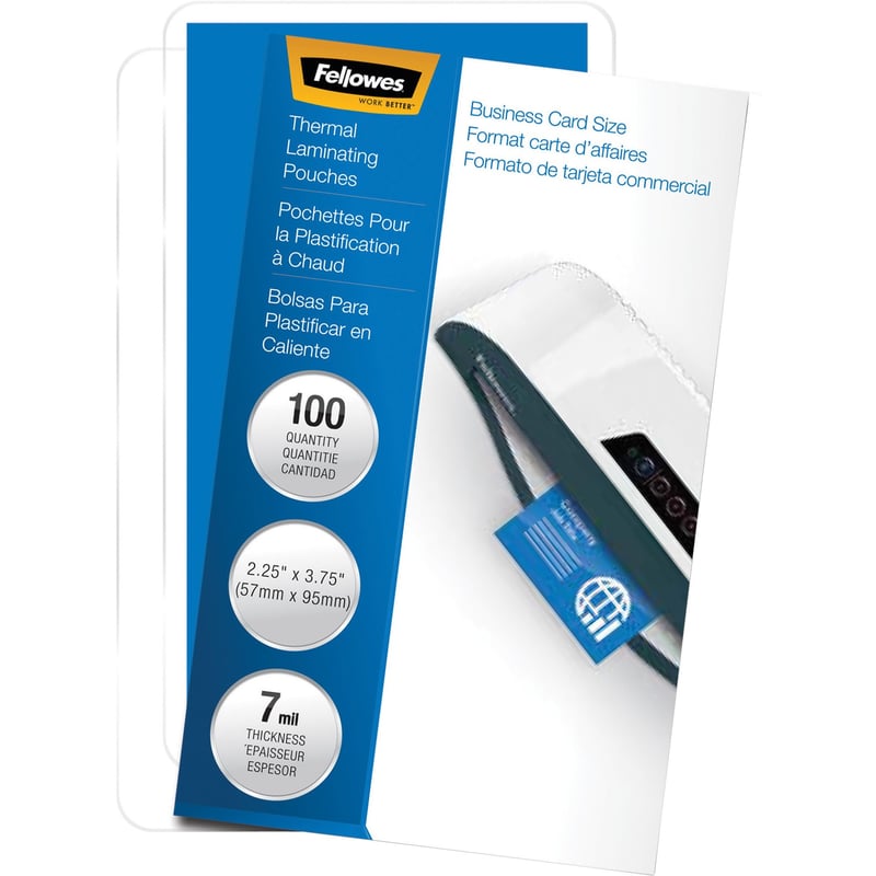 Fellowes Business Card Glossy Laminating Pouches - Thumbnail 1