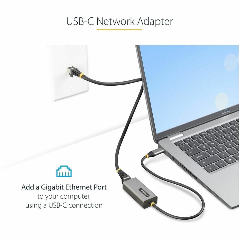 StarTech.com USB-C to Ethernet Adapter, 10/100/1000 Mbps, Gigabit Network Adapter, ASIX AX88179A, 1ft/30cm Cable, Windows/macOS/Linux - Thumbnail 2