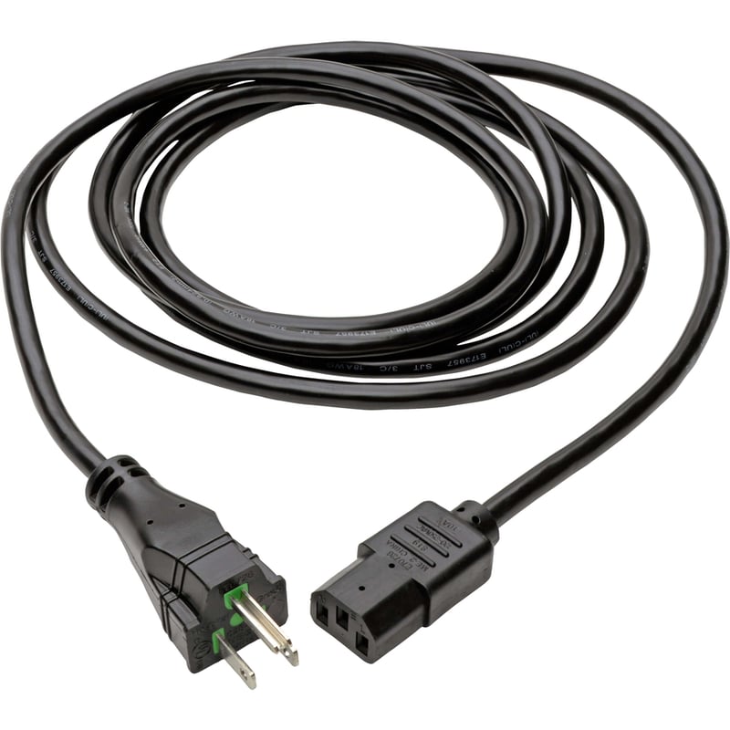 Eaton Tripp Lite Series Hospital-Grade Power Cord, NEMA 5-15P to C13 - Green Dot, 10A, 125V, 18 AWG, 6 ft. (1.83 m), Black - Thumbnail 2