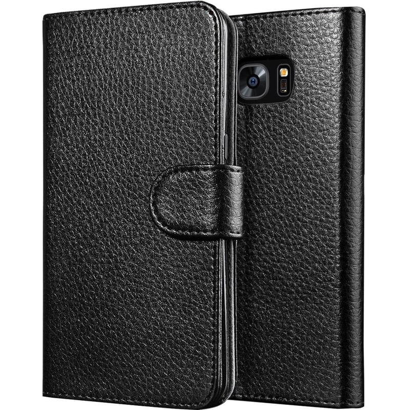 I-BLASON SAMSUNG GALAXY S7 EDGE SYNTHETIC WALLET CASE - BLACK - Thumbnail 1