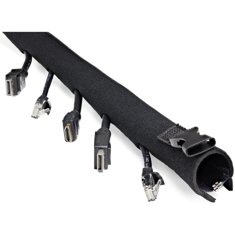 StarTech.com 40" Neoprene Cable Management Sleeve with Zipper/Buckle, Computer/PC Cord Cover, Flexible Cable Sleece/Organizer Wrap, Black - Thumbnail 4