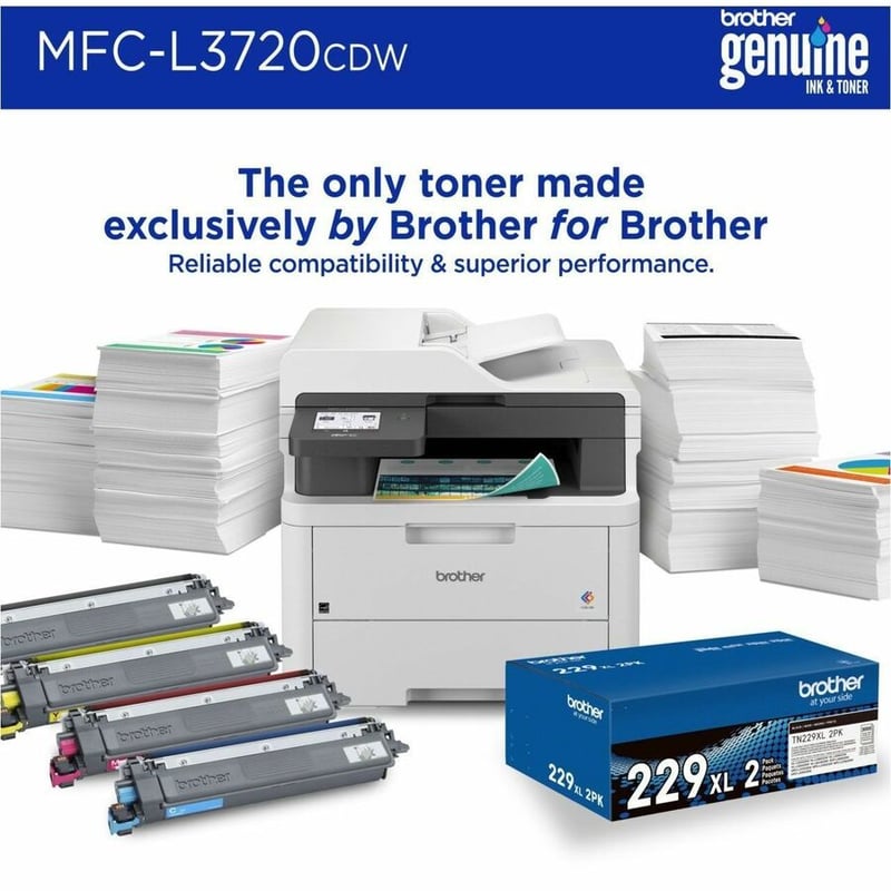 Brother MFC-L3720CDW Wireless Digital Color All-in-One Printer with Laser Quality Output, Copy, Scan and Fax, Duplex and Mobile Printing - Thumbnail 4