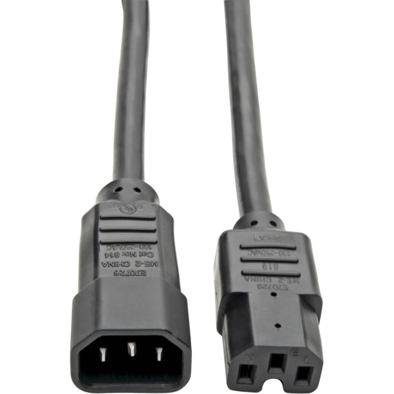 Eaton Tripp Lite Series Power Cord C14 to C15 - Heavy-Duty, 15A, 250V, 14 AWG, 10 ft. (3.05 m), Black - Thumbnail 1