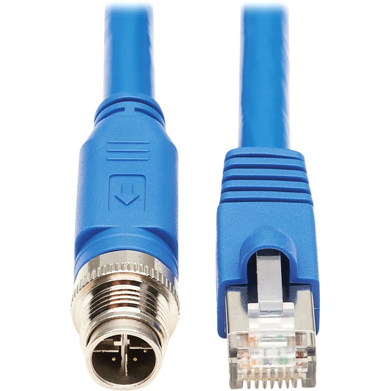 Eaton Tripp Lite Series M12 X-Code Cat6a 10G F/UTP CMR-LP Shielded Ethernet Cable (M12 M/RJ45 M), IP68, PoE, Blue, 1 m (3.3 ft.) - Thumbnail 2