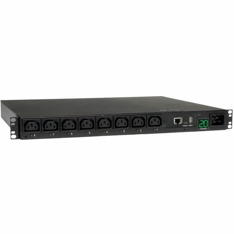 Tripp Lite by Eaton PDU 3.7kW Single-Phase 208/230V Switched PDU - LX Platform 8 C13 Outlets C20 Input with L6-20P Adapter 2.4m Cord 1U Rack-mount TAA - Thumbnail 1