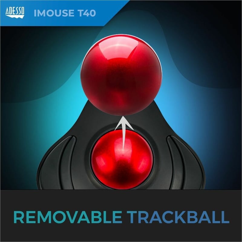 Adesso iMouse T40 Wireless Programmable Ergonomic Trackball Mouse - Thumbnail 4
