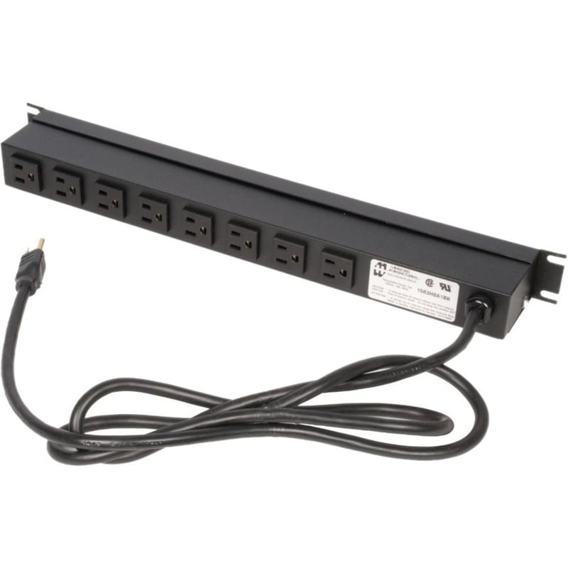 Rack Solutions 15A Horizontal Rackmount Power Strip with 8 Front Outlets (15ft Cord) - Thumbnail 4