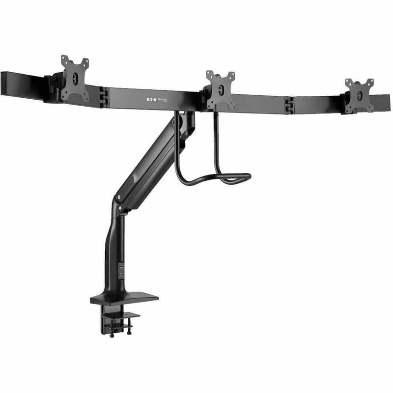 Tripp Lite by Eaton Safe-IT Precision-Placement Triple-Display Desk Clamp/Grommet with premium gas spring arm and Antimicrobial Tape for 17" to 32" Displays - Thumbnail 3